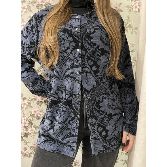 Marimekko Mika Pirainen Finland Velvet Buttons Cardigan Top Sz XL - Picture 3 of 10